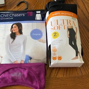 Warner's Ultra Soft Fleece Lined Footless Tights - Black